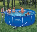 Сборный каркасный бассейн круглый BestWay 56088, размер 366 х 122 см (насос-фильтр, подложка, тент, лестница, набор для чистки)