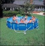 Сборный каркасный бассейн круглый Intex (Интекс) 56949 Metal Frame Pool, размер 457 х 107 см (насос-фильтр, лестница, тент, подстилка, набор для чистки, скиммер)
