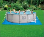 Сборный каркасный бассейн круглый Polygroup PS20-1648-B-PW-PB, размер 488 х 122 см (Насос-фильтр, тент, подстилка, лестница, набор для чистки)
